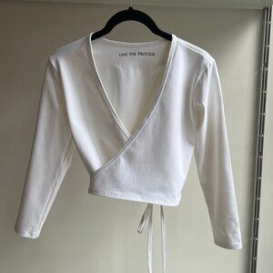 Live The Process White Wrap Crop Top
